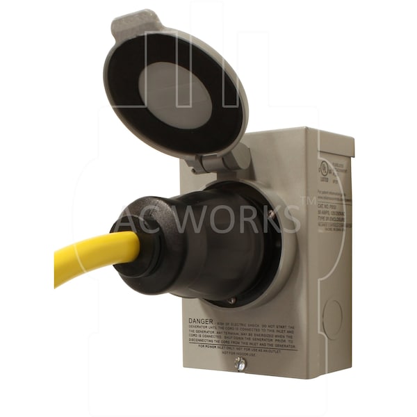 Ac Works 1.5FT Temp Power L5-30P 30A 3-Prong Generator Locking Plug to CS6364 50A Connector - TEL530-018