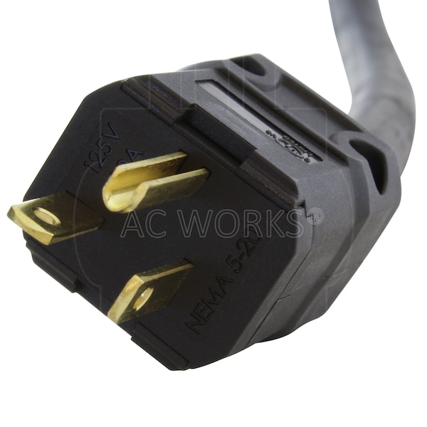 Ac Works SOOW; Cold Weather Extension Cord, 10 AWG, Indoor/Outdoor, 10/3, 1 Outlets, Black, Rubber, Nylon - SD520PR-100