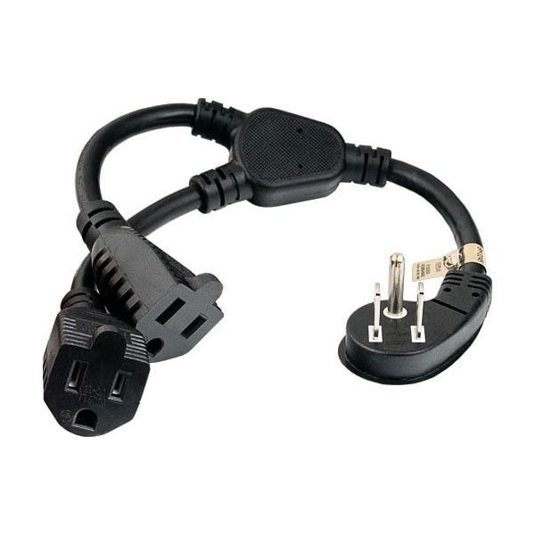 Sanoxy 14 in. Ultra Low Profile Power Extension Cord Splitter Cable 16 AWG 2 NEMA 5-15R to 1 NEMA 5-15P - SNX-CBL-PW155-1714