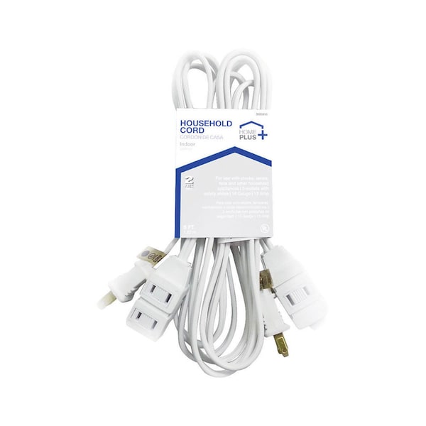 Home Plus Extension Cord, 16 AWG, Indoor, 16/2, 6 ft - IN162PT206WHHP