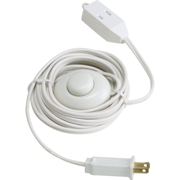 All-Source 15 Ft. 18/2 White Extension Cord with Foot Switch - FS-PT2182-15X-WH