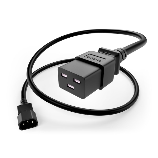 Unirise Usa Power Cord C14-C19 15Amp 250V Sjt 14/3 A - PWCD-C14C19-15A-02F-BLK