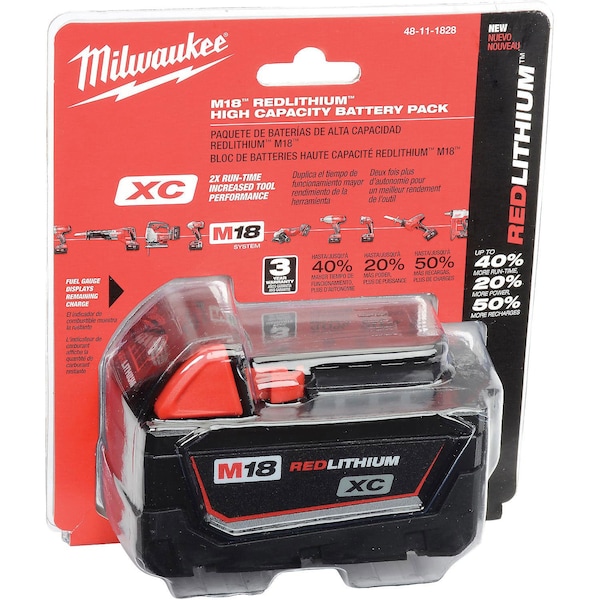 Milwaukee Tool 18V Li-Ion M18 Battery 3Ah Extended Capacity - 48-11-1828
