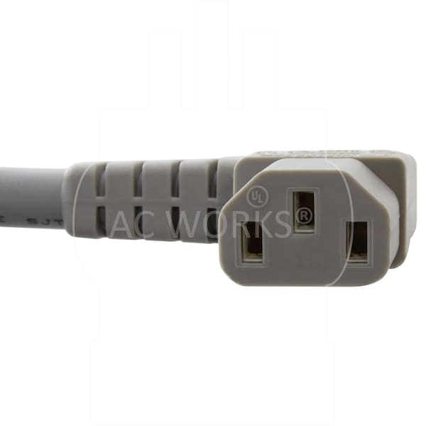 Ac Works 6ft 18/3 10A Medical Grade Power Cord with Right Angle IEC C13 Connector - MD10ARC13-072