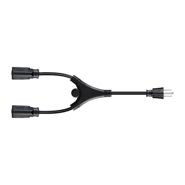 Monoprice Molded Y-Splice Extension Cord Adapter, 18 AWG, 18/3, 1 Outlets - 35055