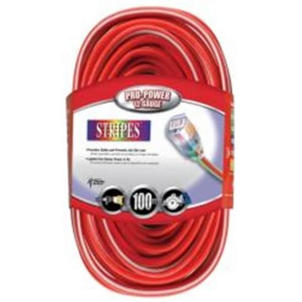 Southwire Coleman Cable 1352244 100 ft. Extension Cord Stripes; Red & White - 1352244