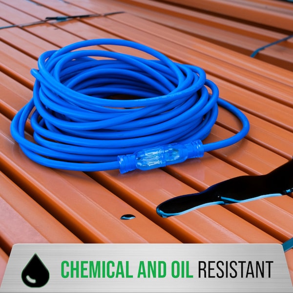 Duromax SJEOOW Extension Cord, 12 AWG, Indoor/Outdoor, 3 Outlets, Blue, PVC, 50 ft - XPX12050A