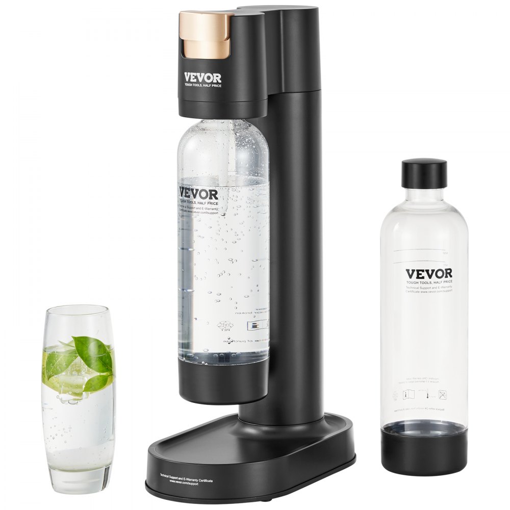 VEVOR Sparkling Water Maker, Soda Maker Machine for Home Carbonating, Seltzer Water Starter Kit with 2 BPA-free 1L PET Bottles, Compatible with Mainstream Screw-in 60L CO2 Cylinder(NOT Included) Black - SDSJBHQP1L2WMKMKZV0