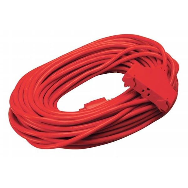 Southwire SJTW Extension Cord, 14 AWG, 14/3, 3 Outlets, Red, 100 ft - 4219