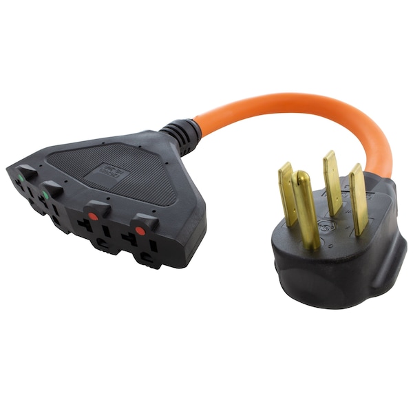 Ac Works 1.5FT Adapter NEMA 14-50P RV/Range Plug to 4 Household 20A Outlets - S1450F520-018