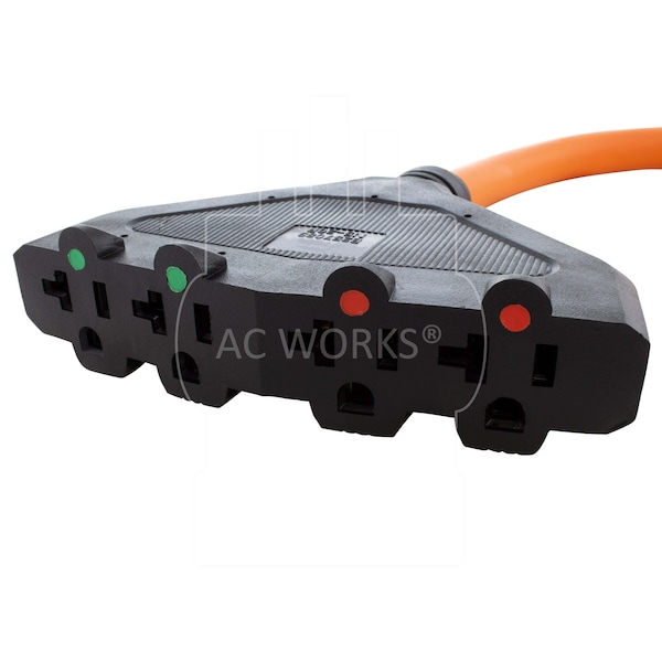 Ac Works 1.5FT Adapter NEMA 14-50P RV/Range Plug to 4 Household 20A Outlets - S1450F520-018