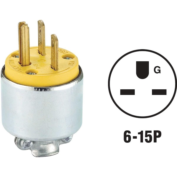 Leviton 15A 250V 3-Wire 2-Pole Armored Cord Plug - 000-615PA