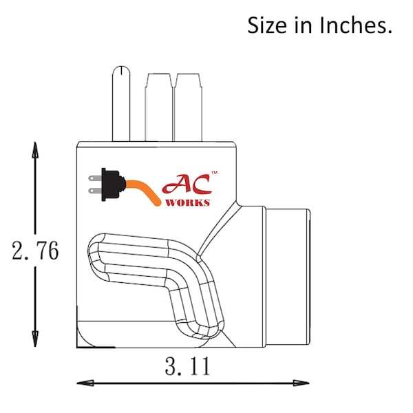 Ac Works 50 Amp RV/ Range/ Generator 14-50 Plug to 6-50R 50Amp 250V Welder adapter - WD1450650