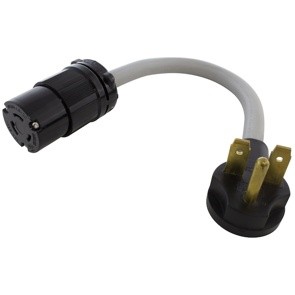 Ac Works 1FT 30A 3-Prong 6-30P Commercial HVAC Plug to L6-20R Locking Female Connector - S630L620-012