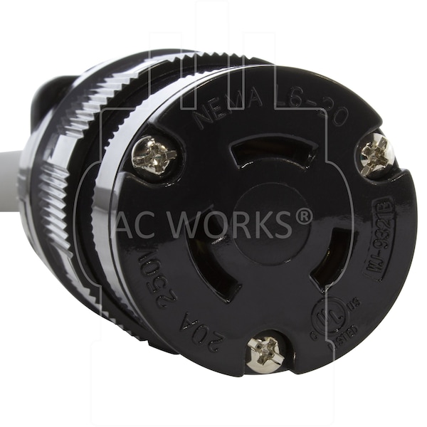 Ac Works 1FT 30A 3-Prong 6-30P Commercial HVAC Plug to L6-20R Locking Female Connector - S630L620-012
