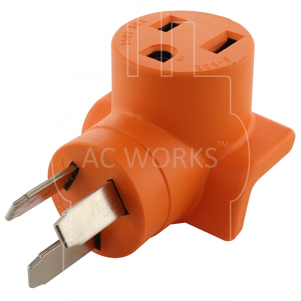 Ac Works 50A 3-Prong Dryer/ Welder 10-50 Plug to 6-50R 50A 250V Welder Adapter - WD1050650