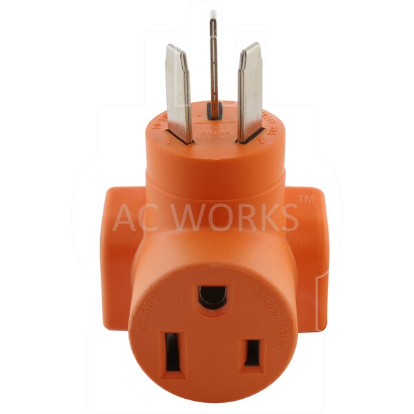Ac Works 50A 3-Prong Dryer/ Welder 10-50 Plug to 6-50R 50A 250V Welder Adapter - WD1050650