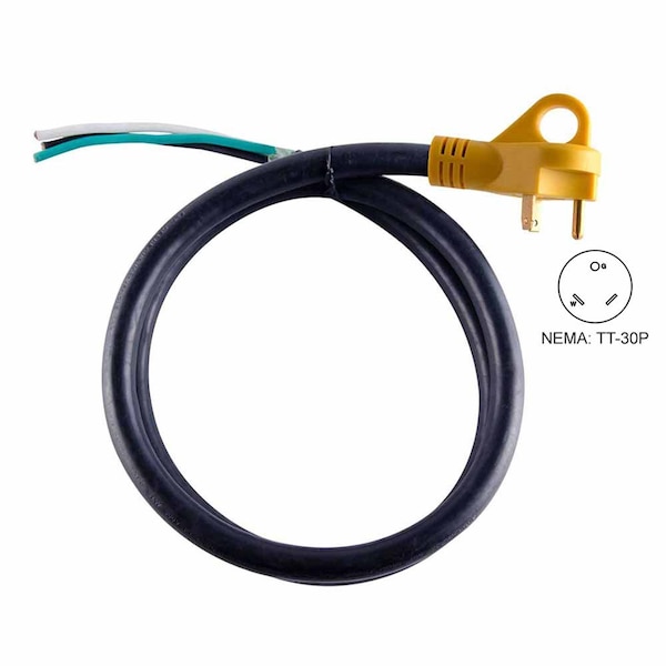 Superior Electric 25 ft. 30 Amp NEMA TT-30P RV 10AWG Cord W/6 Inch Loose End Plug & Handle - RVA1521
