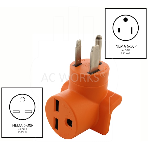 Ac Works 6-50P Welder Plug to 6-30R 3-Prong 30 Amp 250 Volt HVAC Female Adapter - AD650630