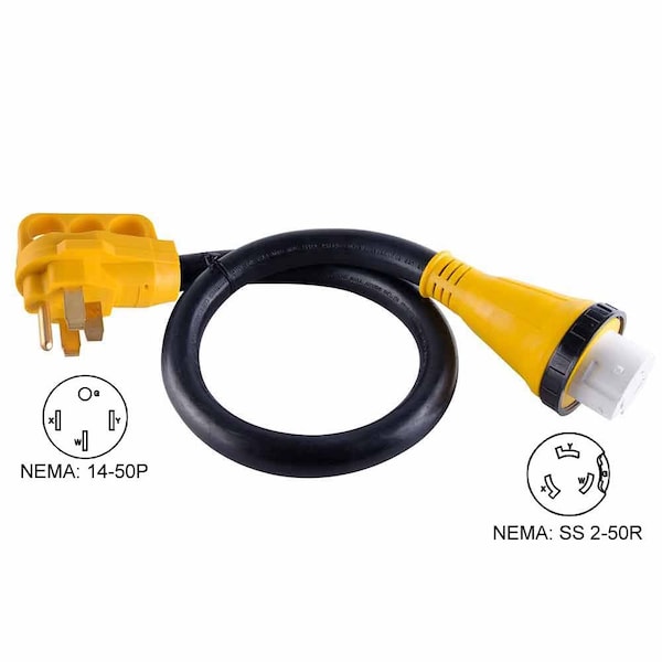 Superior Electric 25 ft. 50 Amp NEMA SS 2-50R RV 6AWG Cord With Connector Plug NEMA 14-50P & Handle - RVA1532