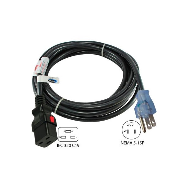 Conntek Conntek 8F515LC19, 15A, Power Supply Cord with Push Lock, NEMA 5-15P to IEC C19 - 8F515LC19