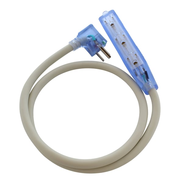 Ac Works 3FT 15 Amp 12/3 Power Strip Cord with Power Indicator and Green Dot Plug - MD15AB515-036
