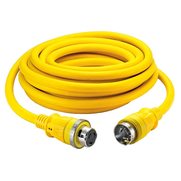 Hubbell Wiring Device-Kellems Locking Devices, Twist-Lock®, Marine Grade, Ship to Shore Cableset, 50A 125/250V, 3-Pole 4-Wire Grounding, Non-NEMA, Yellow, LED Indicators - HBL61CM42LED