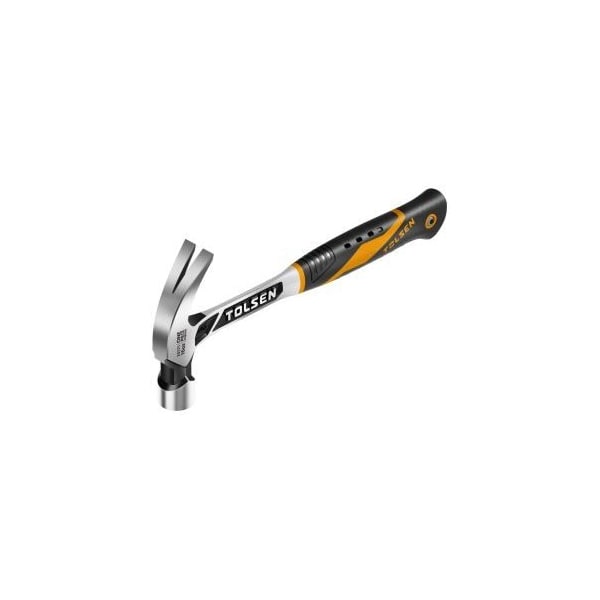 Tolsen One Piece Forged Claw Hammer, Polished and Lacquered, Solid Forged Shaft w/Fiberglass Grip, 16oz - 25171