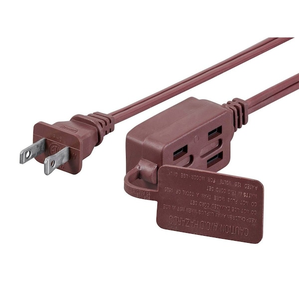 Monoprice SPT Extension Cord, 16 AWG, Indoor, 16/2, 3 Outlets, 6 ft - 13821