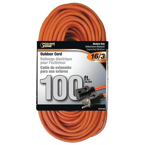 Powerzone Extension Cord, 16 AWG, 100 ft - OR501635