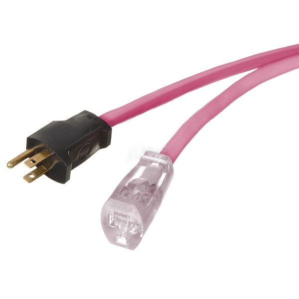 American Imaginations SJTW Extension Cord, 12 AWG, Outdoor, 12/3, 1 Outlets, Pink, Plastic, 590.55 in - AI-37226