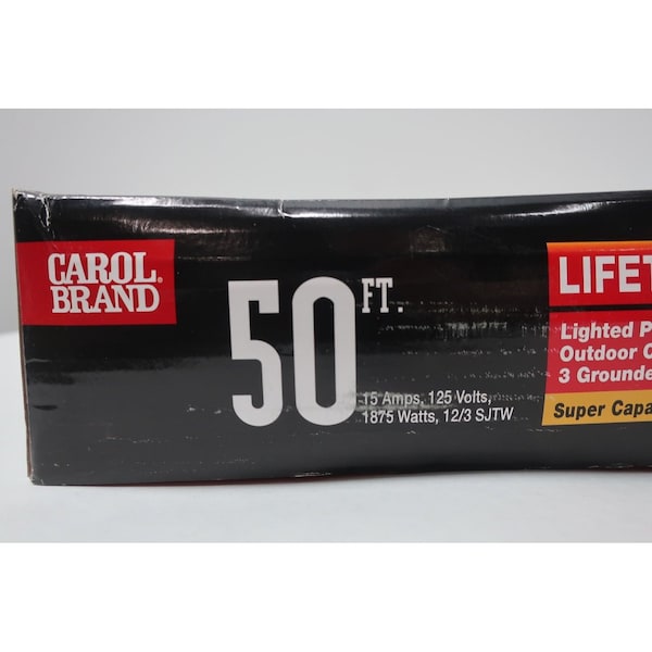 Carol CAROL 03352.61.05 LIFETIME PLUS LIGHTED POWR-CENTER EXTENSION 50FT 125V-AC CORDSET CABLE - 03352.61.05