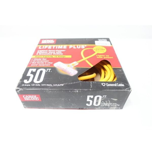 Carol CAROL 03352.61.05 LIFETIME PLUS LIGHTED POWR-CENTER EXTENSION 50FT 125V-AC CORDSET CABLE - 03352.61.05