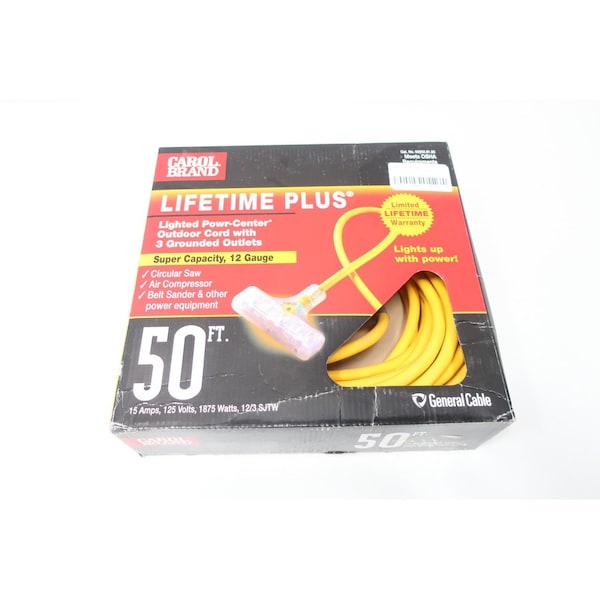 Carol CAROL 03352.61.05 LIFETIME PLUS LIGHTED POWR-CENTER EXTENSION 50FT 125V-AC CORDSET CABLE - 03352.61.05