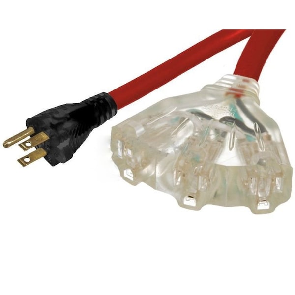 American Imaginations Extension Cord, Outdoor, 3 Outlets, Red, Plastic, 393.7 in - AI-37214