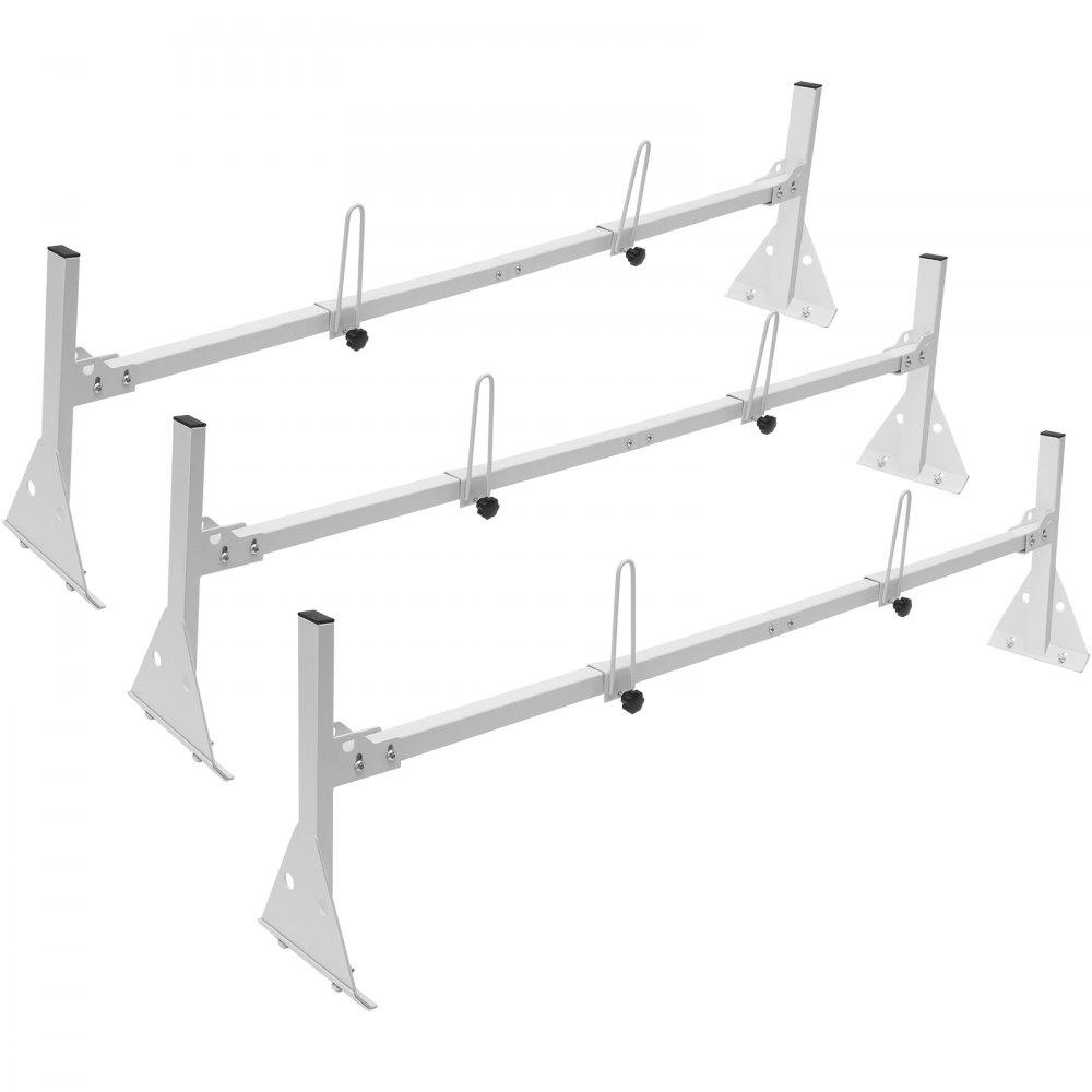 VEVOR Van Ladder Rack, 56.3-61.4" Adjustable Rain Gutter Van Roof Racks, Alloy Steel Roof Rack with 750 lbs Capacity, Van Roof Ladder Rack with Ladder Stoppers, Compatible with Full-Size Vans, 3 Bars - XSHCH474837508SG0V0