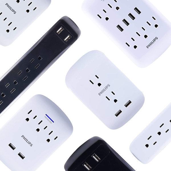 Philips Philips 6-Outlet Surge Protector Tap, 900J, White, PK 4 - SPP3469WA/37