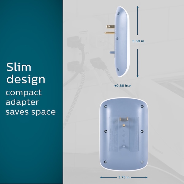 Philips Philips 6-Outlet Surge Protector Tap, 900J, White, PK 4 - SPP3469WA/37