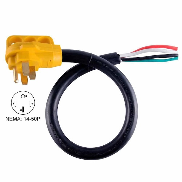 Superior Electric 25 ft. 50 Amp 6/3 + 8/1 -Gauge NEMA 14-50P RV Cord W/6 Inch Loose End Plug & Handle - RVA1529