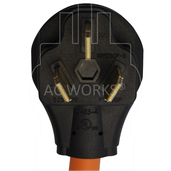 Ac Works 1.5FT 10-50P 50A 3-Prong Plug to 10-30R 3-Prong Dryer Outlet - S10501030-018