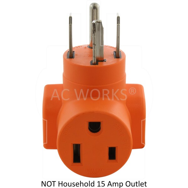 Ac Works 30A 4-Prong 14-30P Dryer Plug to 6-50R 50A 250V Welder Adapter - WD1430650