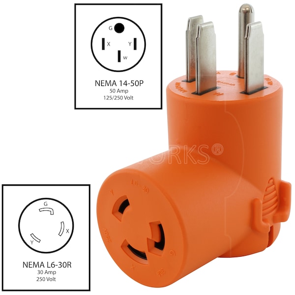 Ac Works Adapter 14-50P Plug to L6-30R 3-Prong 30A 250V Locking Female - AD1450L630