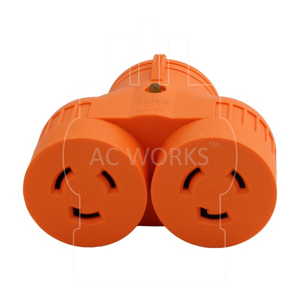 Ac Works Adapter L6-20P 20A 250V 3-Prong Plug to 2 L6-20R 20A 250V Connectors - ADVL620L620