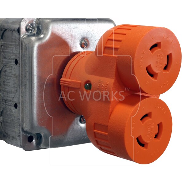 Ac Works Adapter L6-20P 20A 250V 3-Prong Plug to 2 L6-20R 20A 250V Connectors - ADVL620L620