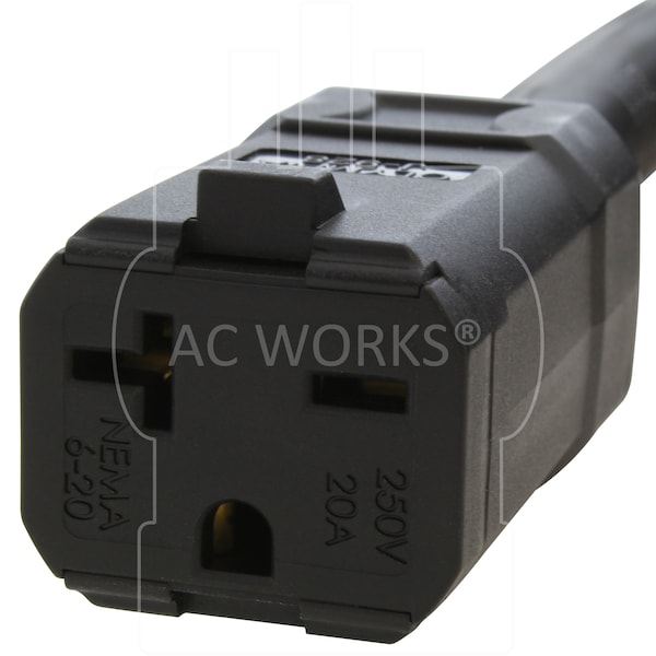 Ac Works 1FT SOOW 12/3 3-Prong L6-20 Male Plug to 6-15/20R 15/20A 250V Connector - L620620-012