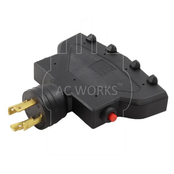 Ac Works PDU Adapter L14-30P 4-Prong 30A Plug - 4 5-15/20 20A T-Blade Connectors - ADL1430F520-FD