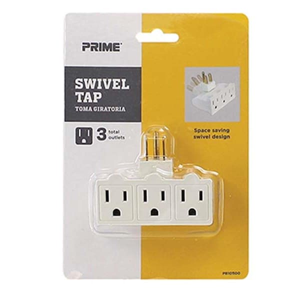 Prime Wire & Cable Prime Wire & Cable PB101100 3 Outlet; White Swivel Power Tap - PB101100