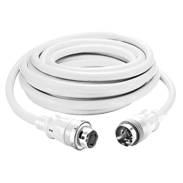 Hubbell Wiring Device-Kellems Locking Devices, Twist-Lock®, Marine Grade, Ship to Shore Cableset, 50A 125/250V, 3-Pole 4-Wire Grounding, Non-NEMA, White, LED Indicators - HBL61CM52WLED