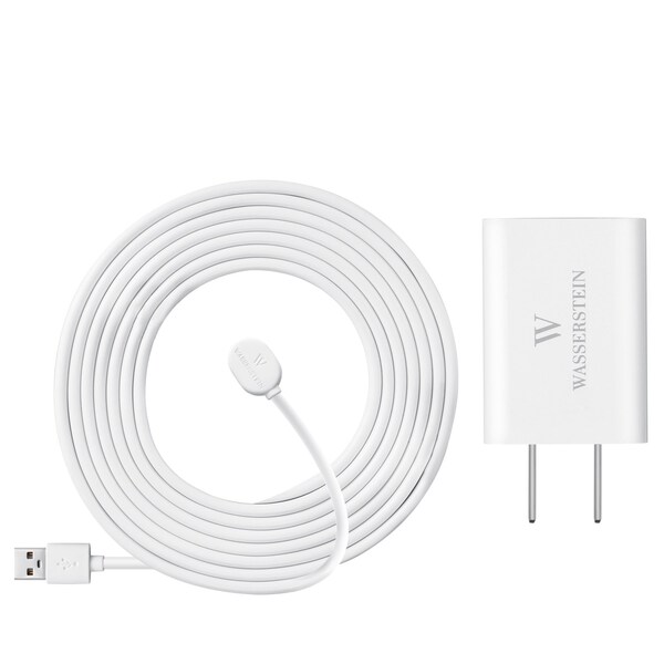 Wasserstein Charging Cable, 16ft, with Charge Adapter, Weatherproof, for Arlo Ultra/Ultra 2/Pro 3/Pro 4, White - ArloUltraOutCaQC16ftWhtUS