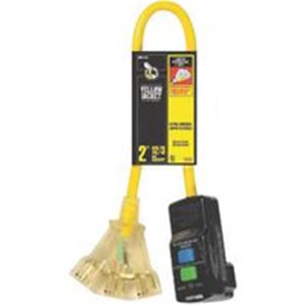 Coleman Cable GFCI GFCI Extension Cord, 12 AWG, 12/3, 2 ft - 6754014